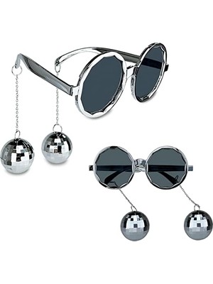 NW NessiWorld Disko Toplu Küpeli Parti Gözlüğü Gümüş Renk