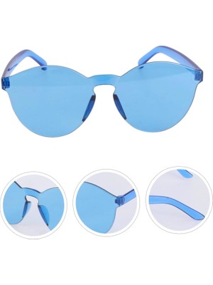 LuxeGem Sert Mika Oval Şekilli Çerçevesiz Mavi Gözlük Retro Parti 5X14 cm