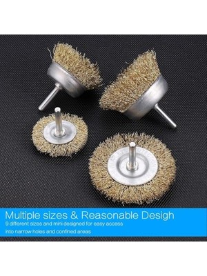 SÜS Tel Fırça Seti 6’lı – Pas, Yağ, Kir ve Boya Temizleyici, Matkap Uyumlu Pimli Tel Fırça Uçları, Metal Yüzey Temizleme ve Taşlama Için Matkap Tel Fırça Seti