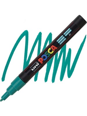 Uni-Ball Markör Boyama Kalemi Posca Su Bazlı Poster 0.9-1.3 Mm Zümrüt Yeşili Pc-3M (6 Lı Paket)