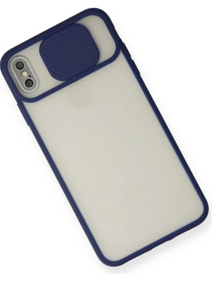 Newface iPhone Xs Max Kılıf Palm Buzlu Kamera Sürgülü Silikon - Lacivert