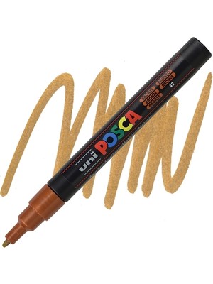 Uni-Ball Markör Boyama Kalemi Posca Su Bazlı Poster 0.9-1.3 Mm Bronz pc-3m (6 Lı Paket)