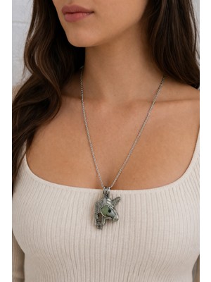 Herşey Nota Unicorn Kolye Gümüş Renk Parlayan 60 cm Zincir Unisex Metal Aksesuar