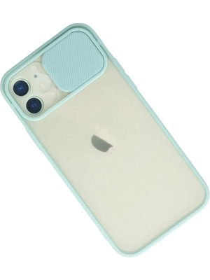 Newface iPhone 12 Kılıf Palm Buzlu Kamera Sürgülü Silikon - Turkuaz