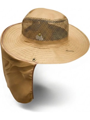 Mustran Yazlık Güneş Şapkası Uv Korumalı Fileli Safari Outdoor Balıkçı Şapkası Ense Korumalı Unisex–koyu Bej