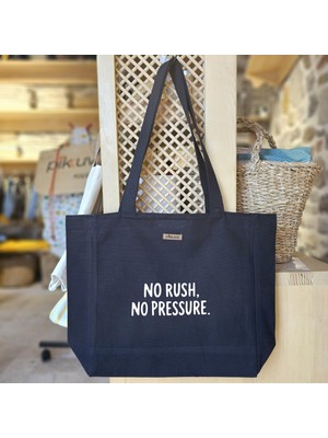 Bumudur Aksesuar Beyaz Yazı ile Siyah Arka Plan Minimalist Logo Tasarımı ve Baskılı Kanvas Bez Çanta Sap Gri̇ Kareli̇ Astarlı Cırt Cırtlı Suluk Tutuculu - Büyük