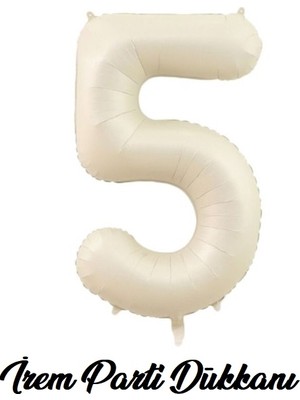 İrem Parti Dükkanı Retro Deniz Kumu Bej Krem 5 Yaş Rakam Balon 74 cm 34 Inç