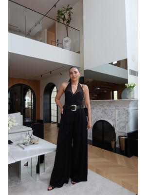 Özge Özgenç Pileli Parlak Kumaş Palazzo Pantolon