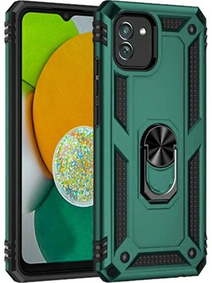 Newface Samsung Galaxy A03 Kılıf Sofya Yüzüklü Silikon Kapak - Yeşil