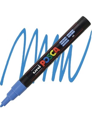 Uni-Ball Markör Boyama Kalemi Posca Su Bazlı Poster 0.9-1.3 Mm Gök Mavi pc-3m (6 Lı Paket)