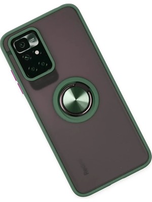 Newface Xiaomi Redmi 10 2022 Kılıf Montreal Yüzüklü Silikon Kapak - Yeşil