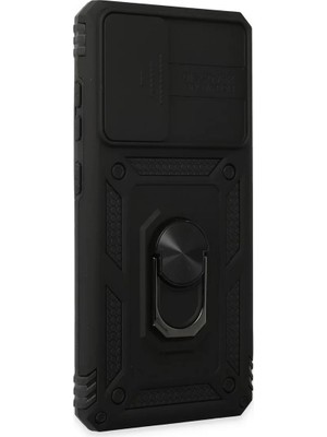 Newface Samsung Galaxy A72 Kılıf Pars Lens Yüzüklü Silikon - Siyah