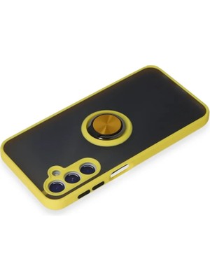Newface Samsung Galaxy M34 5g Kılıf Montreal Yüzüklü Silikon Kapak - Sarı