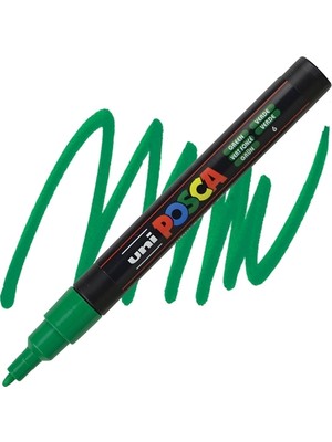 Uni-Ball Markör Boyama Kalemi Posca Su Bazlı Poster 0.9-1.3 Mm Yeşil Pc-3M (6 Lı Paket)