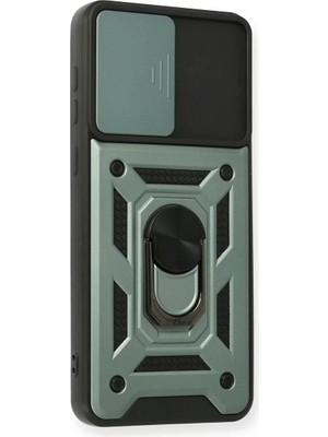 Newface Samsung Galaxy A02 Kılıf Pars Lens Yüzüklü Silikon - Yeşil