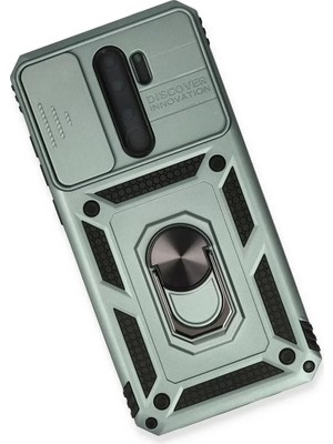 Newface Xiaomi Redmi Note 8 Pro Kılıf Pars Lens Yüzüklü Silikon - Yeşil