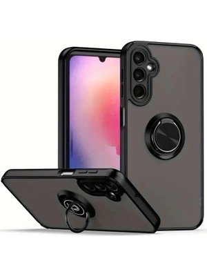 Newface Samsung Galaxy S24 Kılıf Montreal Yüzüklü Silikon Kapak - Siyah