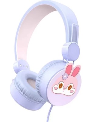 Tavşan Desenli Mikrofonlu Kulak Üstü Kulaklık