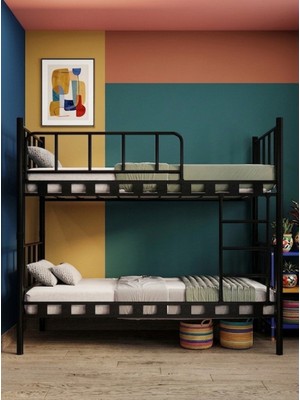 Missidea Zambak Ayrılabilir Fonksiyonel Metal Ranza Siyah  90X200 cm