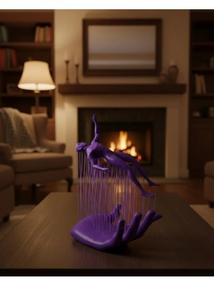 Astraltech 3D El Insan Figürü Mor Modern Sanatsal Dekoratif Biblo 12X18 cm