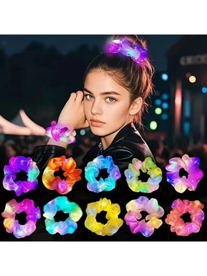 Soft Mavi Renk LED Işıklı Lastikli Saç Tokası - 3 Modlu Festival  Parti Saç Tokası