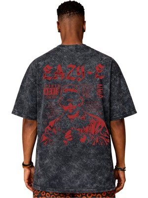 Sevbano Tasarım Eazy-E Rapper Şarkıcı Sırt Baskılı Unisex Oversize Vintage Yıkamalı Tişört
