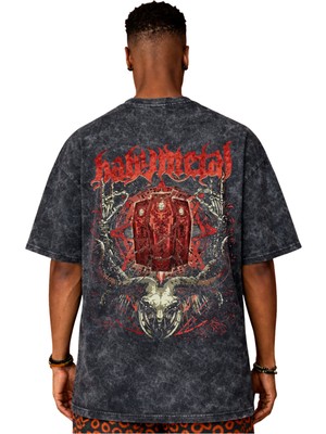 Sevbano Tasarım Babymetal Rock Metal Müzik Grubu Sırt Baskılı Unisex Oversize Vintage Yıkamalı Tişört
