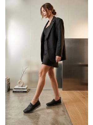 Erbilden Rinna Siyah Deri Spor Ayakkabı