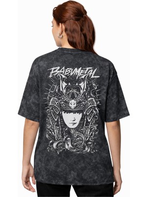 Sevbano Tasarım Babymetal Rock Metal Müzik Grubu Sırt Baskılı Unisex Oversize Vintage Yıkamalı Tişört