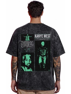 Sevbano Tasarım Kanye West Rapper Şarkıcı Sırt Baskılı Unisex Oversize Vintage Yıkamalı Tişört