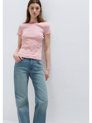 Mavi Çizgili Kırmızı Tişört 1613928-89387