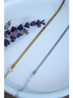 Senson Italyan Tasarım Çelik Çift Bileklik  Unisex Altın Gümüş Renk, Kararmaz 2 Adet