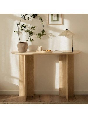 Feyza Design Bej Mermer Dresuar - Yükseklik 80 Cm, Genişlik 30 cm