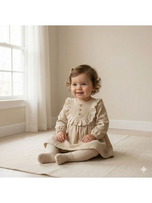 Wondress Kız Bebek Keten Elbise ve Çanta Seti