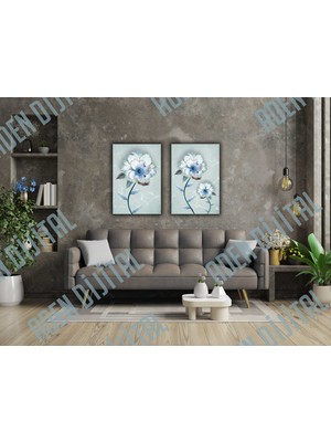 Aden Dijital Dekoratif 2li Çiçek Kanvas Tablo