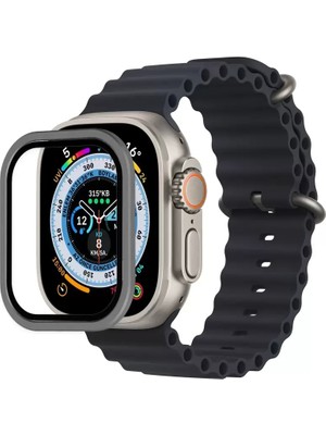 Nuveden Ieg™  Apple Watch Ultra 49MM Alüminyum Kasa Cam Ekran Koruyucu - Gri NVDN-CEPAKS34