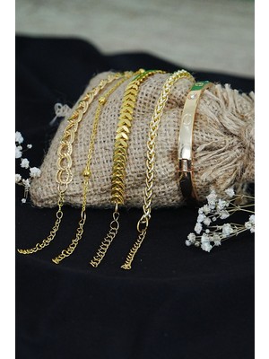 tp Kombin Bileklik Gold Renk Lüks 5 Adet