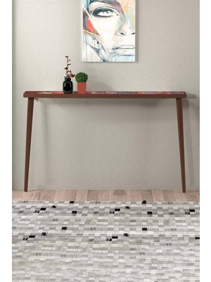 Feyza Design Marakeş Kırmızı Doğal Ağaç Traverten Taşlı Dresuar - 122X12CM