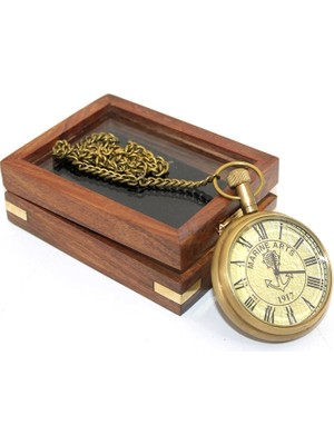 LuxeGem Ahşap Kutulu Köstekli Saat NI4346