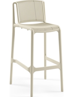Tilia Nes Polipropilen Bar Sandalyesi 75 cm Bej - Mutfak, Balkon, Bahçe, Teras, Kafe, Restoran, İç ve Dış Mekan İçin