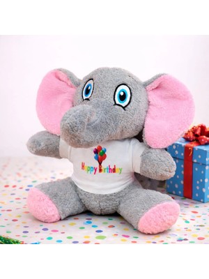 SHC4200 Happy Birthday Tişörtlü Sevimli Peluş Fil