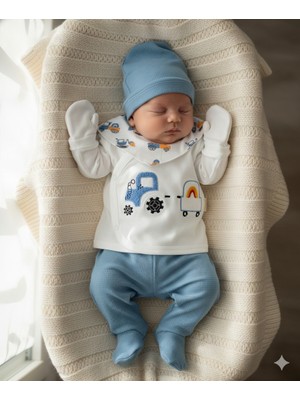 Babyim %100 Pamuk Erkek Bebek Yenidoğan 5'li Hastane Çıkış Seti