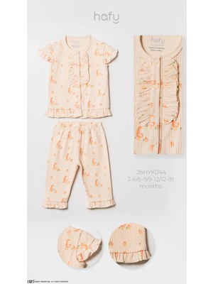 Hafy Baby Ördek Nakışlı, Omuz ve Paçası Fırfırlı, Yazlık Kız Bebek Takımı