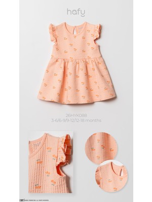 Hafy Baby Kiraz Desenli, Fırfırlı,  Yazlık Kız Bebek Elbisesi