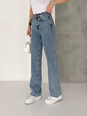 Aida Fashion Taşlı Palazzo Jeans Premuim