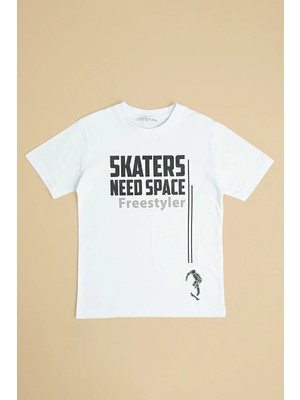 FullaModa Skaters Need Space Baskılı Erkek Çocuk Tişört