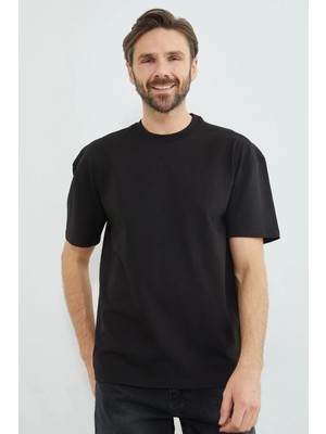 FullaModa Basic Bisiklet Yaka Oversize Tişört