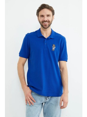 FullaModa Aslan Nakışlı Polo Yaka Tişört