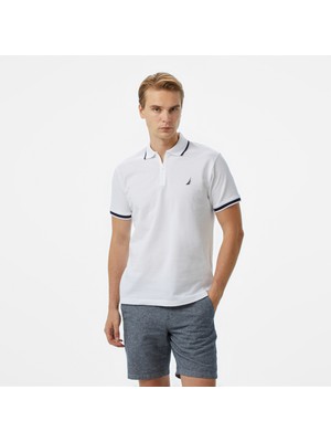 Nautica Erkek Beyaz Classic Fit Polo Yaka T-Shirt K55317T.1BW