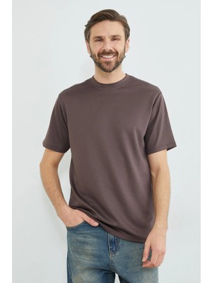 FullaModa Basic Bisiklet Yaka Modal Tişört